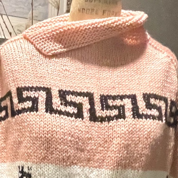 Vintage Hand Knitted Cape/Poncho Pullover | Black/White/Pink | Size: OS - Picture 14 of 14